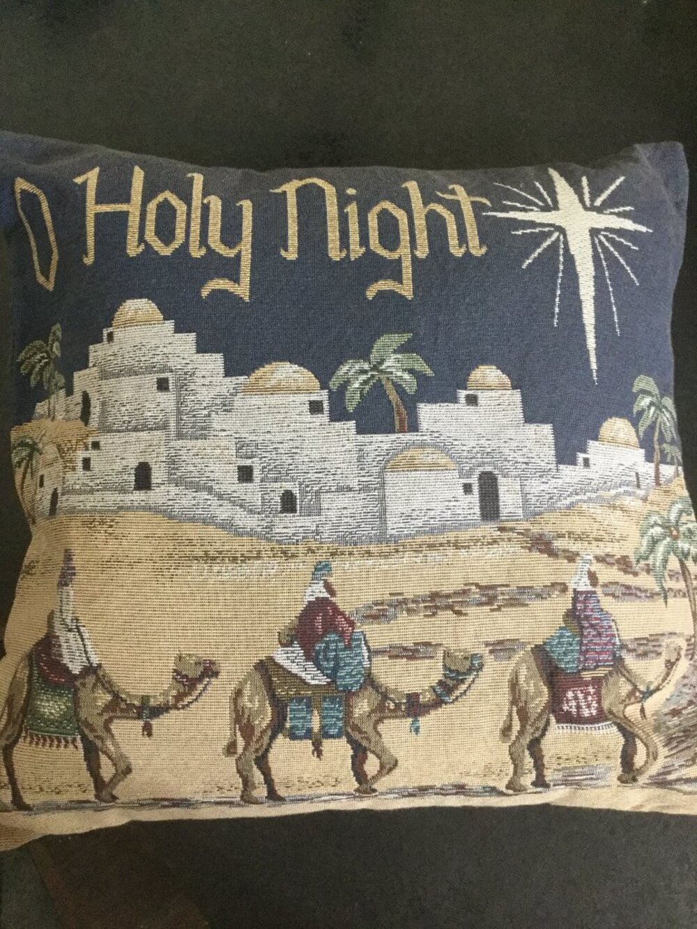 Riverdale Holy Night Nativity Scene Tapestry Throw Pillow Christmas Decor 16x16